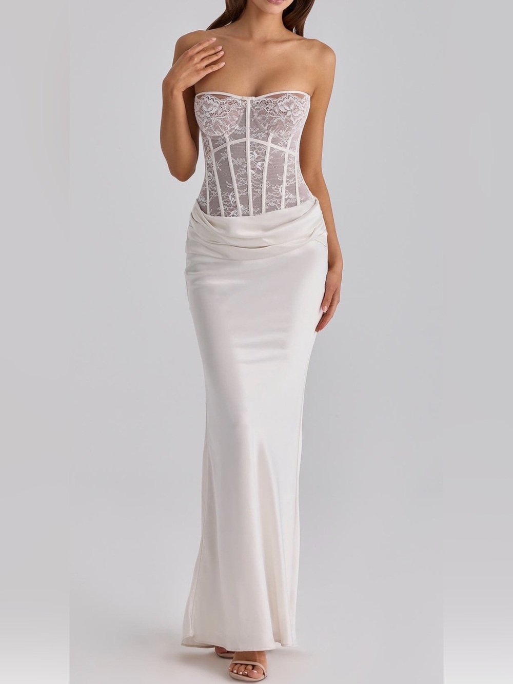 House of CB Ayana Strapless Lace and Satin Mermaid Gown NWT Nordstrom-$329